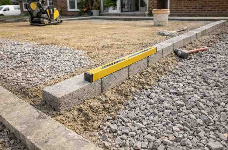 Construction process of a new driveway